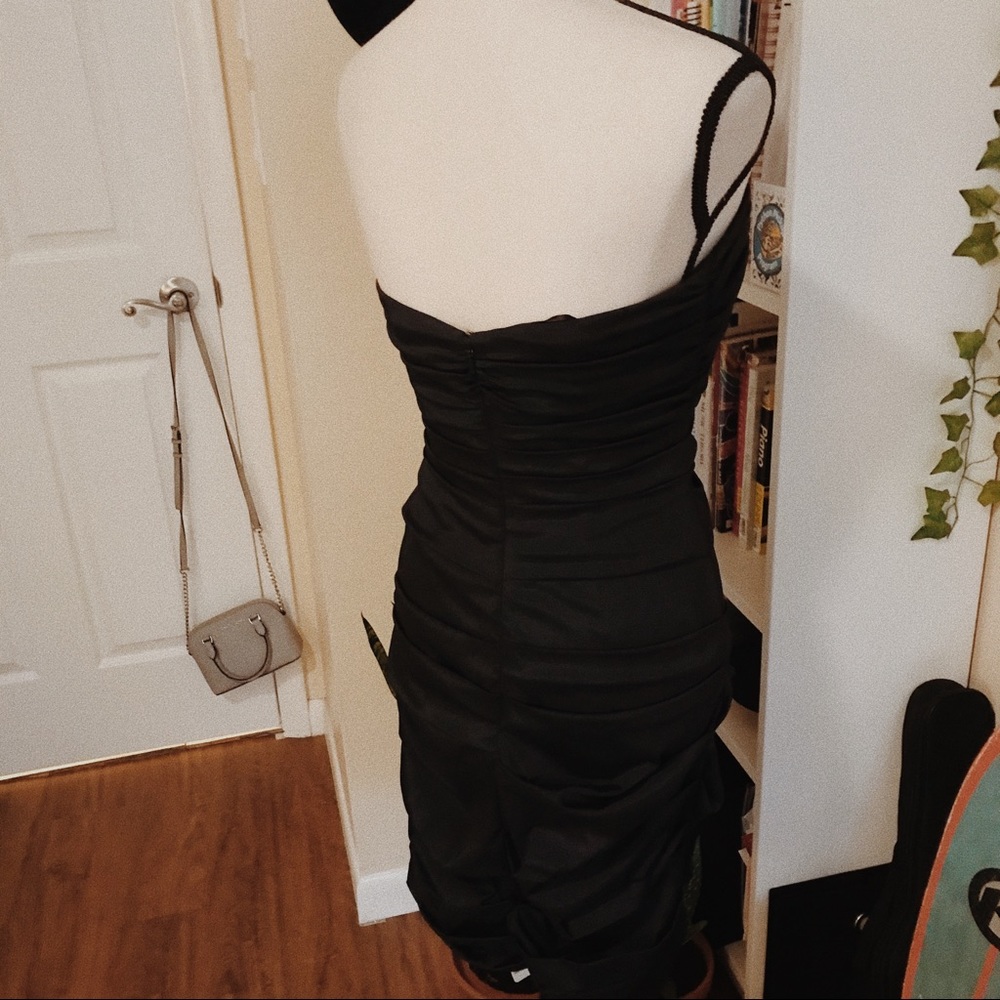 theia dark navy ruffle body dress | size 6 - Picture 5 of 5
